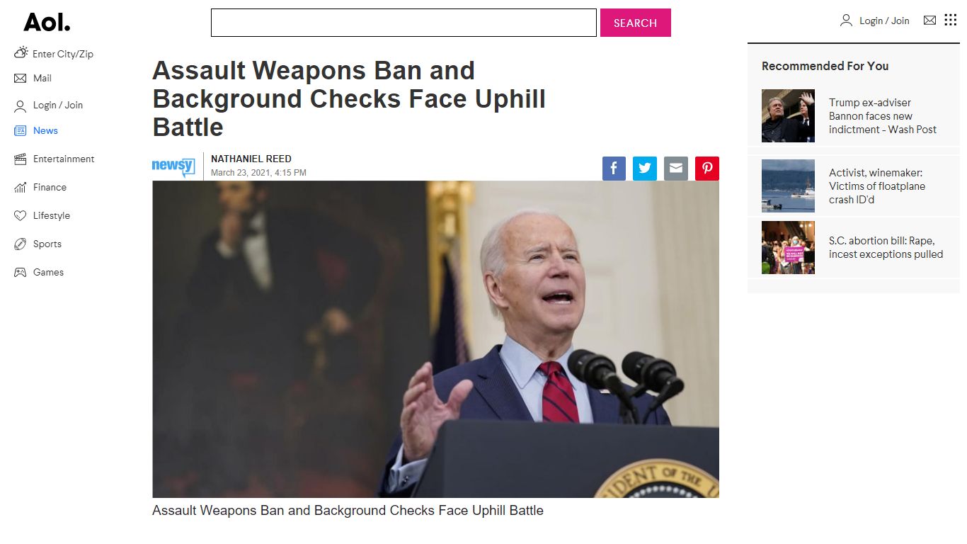 Assault Weapons Ban and Background Checks Face Uphill Battle - AOL